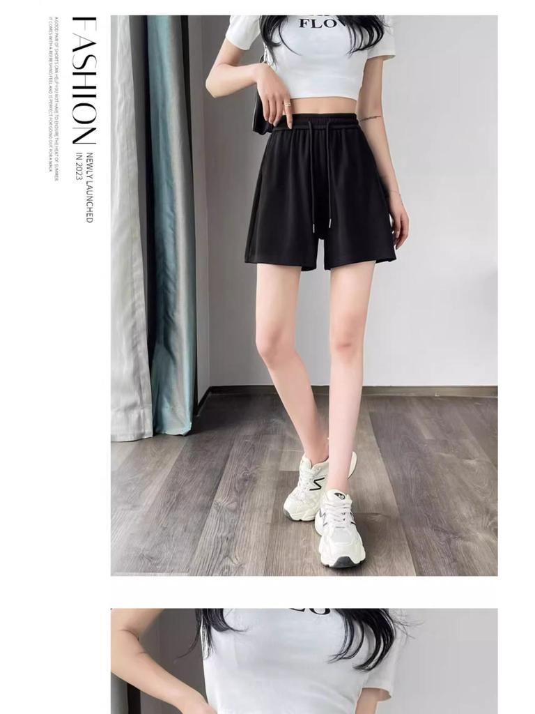 Women's High-Waist A-Line White Silk Shorts - Summer 2025 Collection, Petite Wide-Leg, Casual Sporty Style