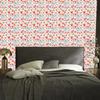 Light gray and coral flowers wallpaper for living room and bedroom 50x1000