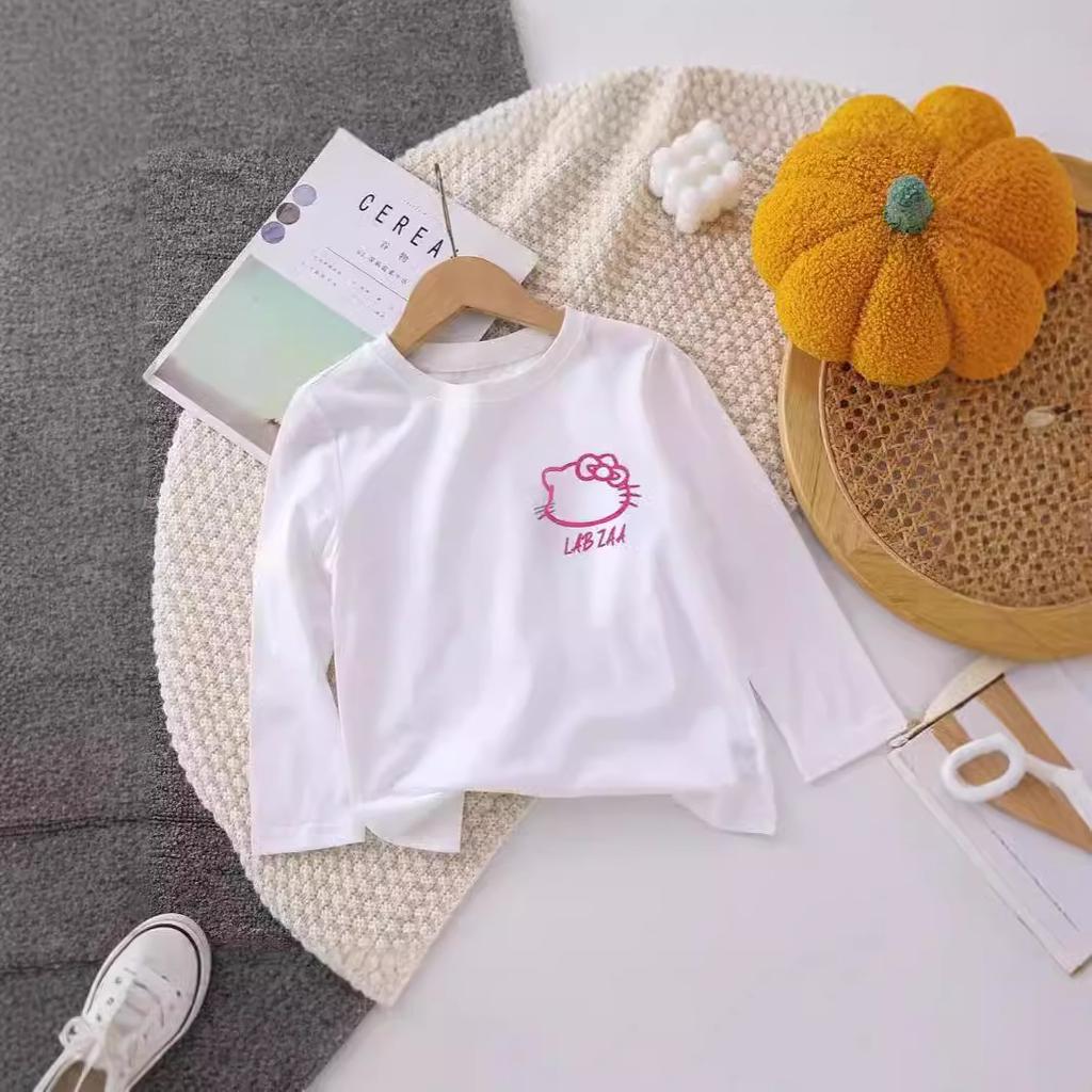 Girls Cotton Long Sleeve T Shirt Spring Autumn Cartoon Print Round Neck Toddler Baby Base Layer Top