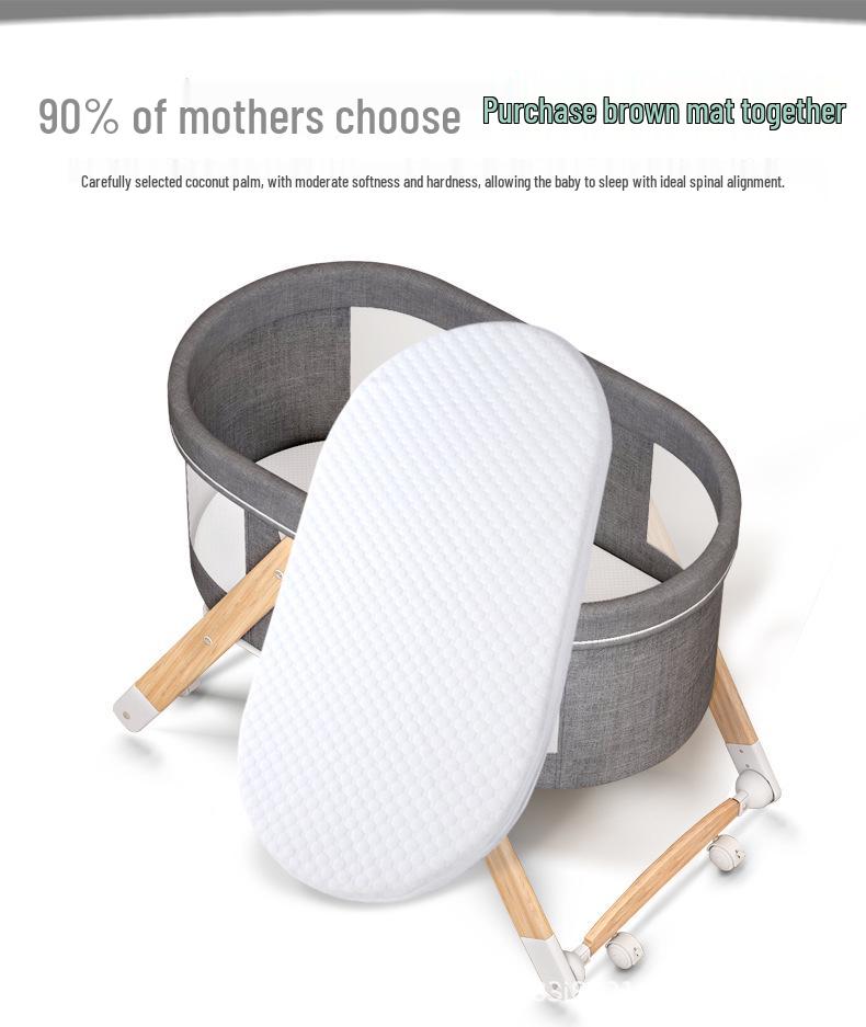 Convertible Foldable Bassinet for Newborns: Portable Baby Rocking Crib Connects to Larger Beds