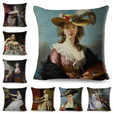 Dámsky povlak na vankúš v retro štýle Dekor Európa Dáma Dievča Potlač Obliečka na vankúš 45*45cm Polyesterový povlak na vankúš na pohovku Domov Auto