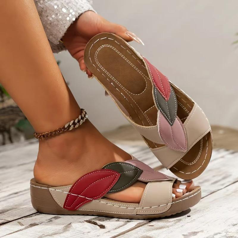 Leder Sandalen mit weicher Sohle für Damen im Sommer 2025, Leichte Bequeme Rutschfeste Flachsohlen-Slipper Sandalias De Mujer