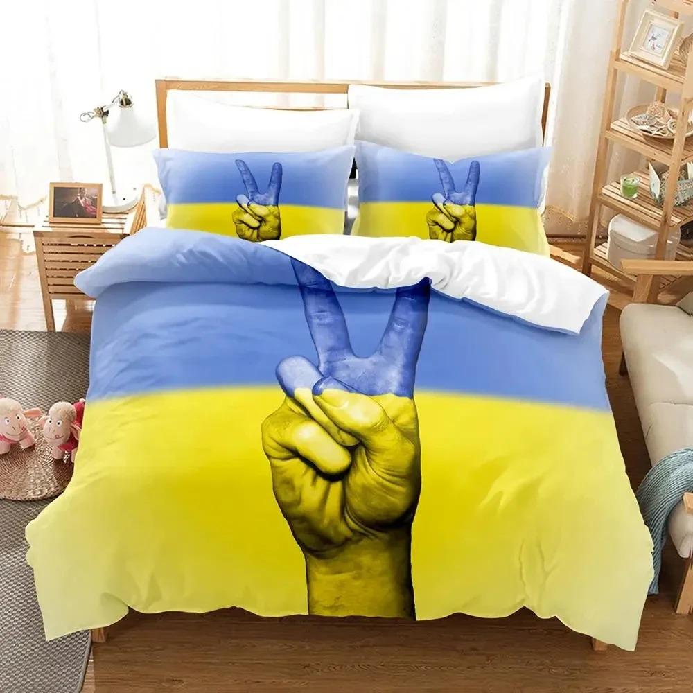 3D Tisk Ukrajinská Vlajka UKRAJINA Ložní Souprava Povlak na Přikrývku Sada do Postele Povlak na Peřinu Povlak na Polštář Peřina King Queen Size Chlapci Dospělí