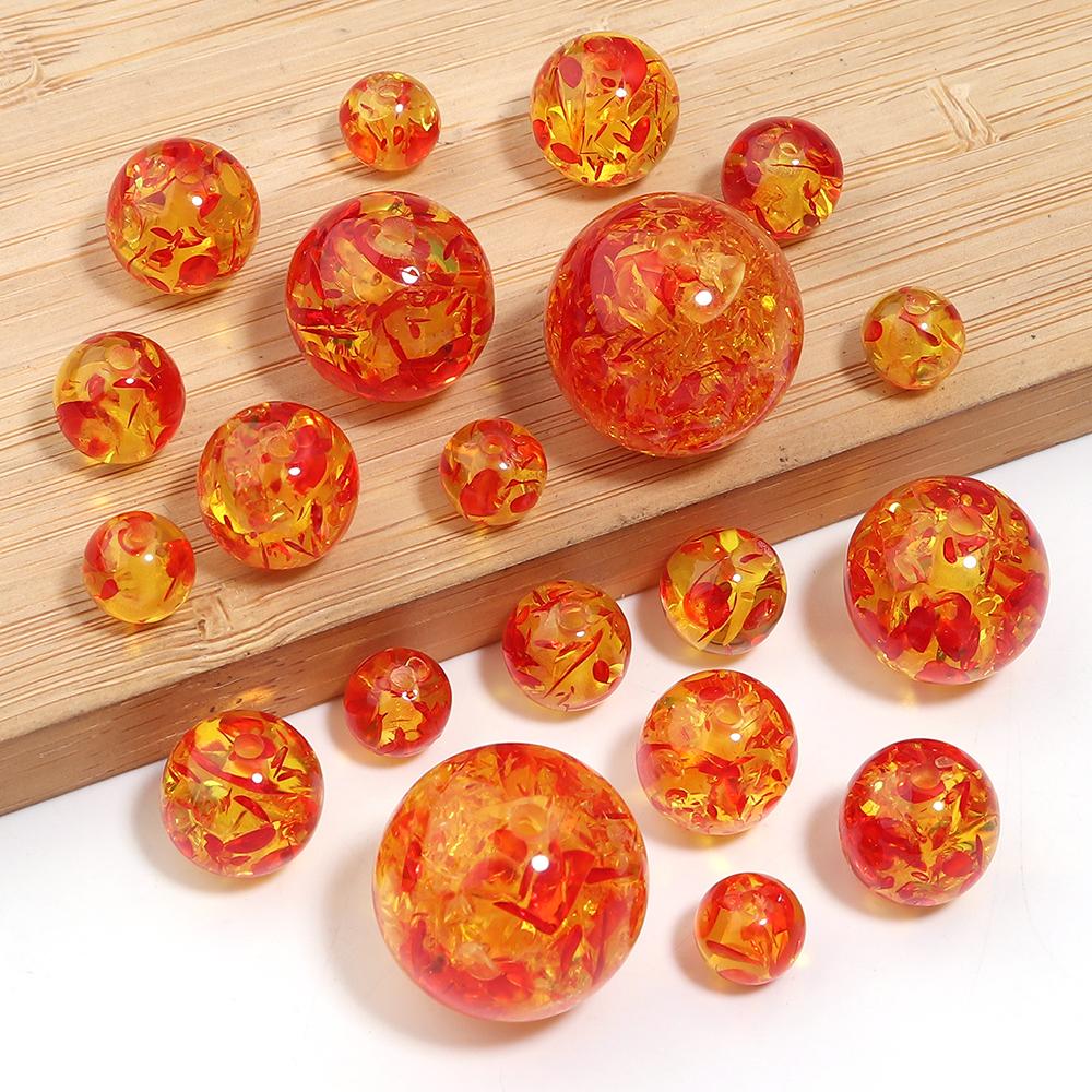 5-30pcs/Lot 8-20mm Imitation Amber Color Acrylic Beads Round Loose Spacers Beads for DIY Jewelry Making Bracelets Pendant