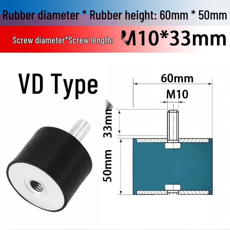 VD Type Cylindrical Rubber Vibration Isolator Pad with Inner & Outer Thread – NHE02 Motor Shock Absorbing Foot Pad