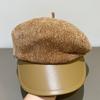 Snowy Neil Beanie Newsboy Hat Women'S Korean-Style Vintage Retro Multi-Purpose Leather Hat Brim