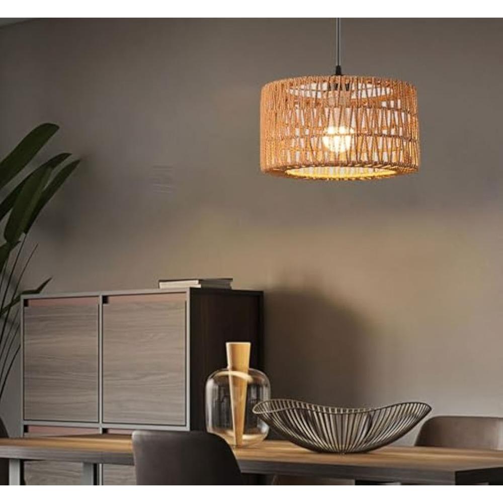 JOYINLED Boho Style Paper Rope Rattan Hand-woven Ceiling Lamp Rustic Style Pendant Lamp Restaurant Hotel Aisle Chandelier 31CM