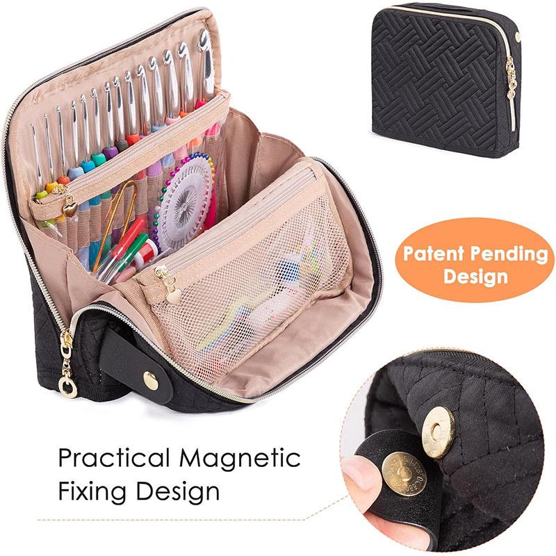 Quilted Crochet Yarn & Tool Storage Handbag DIY Needle Set