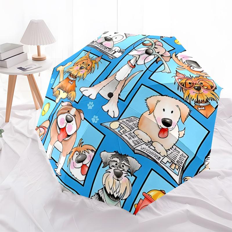 1pc Dogs Pets Automatic Open/Close Umbrella, Windproof, Folding Compact Umbrella with Lightweight Design for Women/Men109