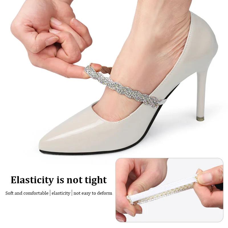 Luxury Rhinestones Women Shoelaces for Heels Ankle Shoes Belt Holding Bundle Shoelace Sandals Elastic laces Shoe Accessories