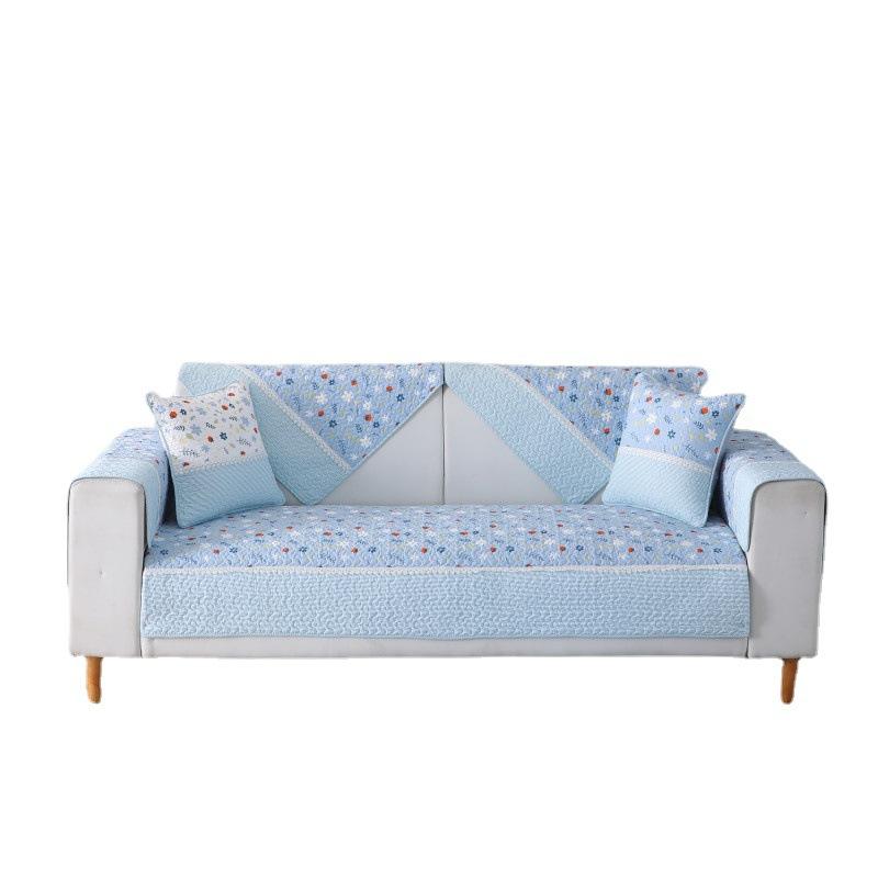 Four Seasons Universal Korean Cotton Printing Patchwork Sofa Cushions Garden Flowers Non-slip Sofa Cushion Cover Towel