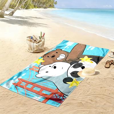 We Bare Bears Print Beach Towel, Large Soft Quick Dry Towel for Beach Camping Swimming