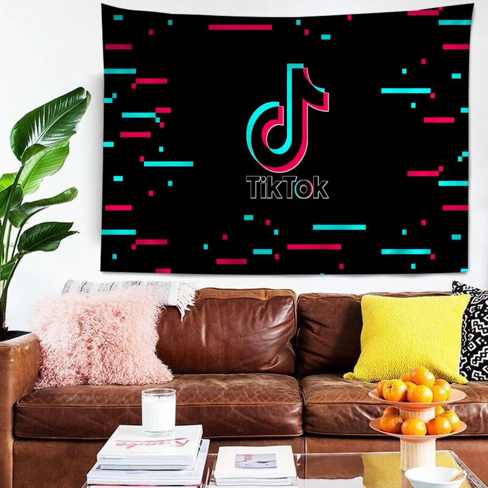 TTikTok Logo Cartoon Tapestry Home Decoration Hippie Bohemian Decoration Divination Home Decor