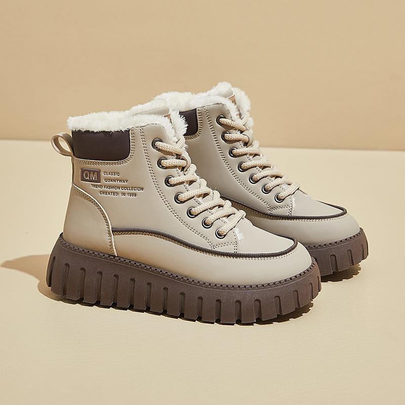 Ins Velvet Martin Boots Women's Winter New Casual Shoes Heightening Student Thermal Locomotive Boots KT