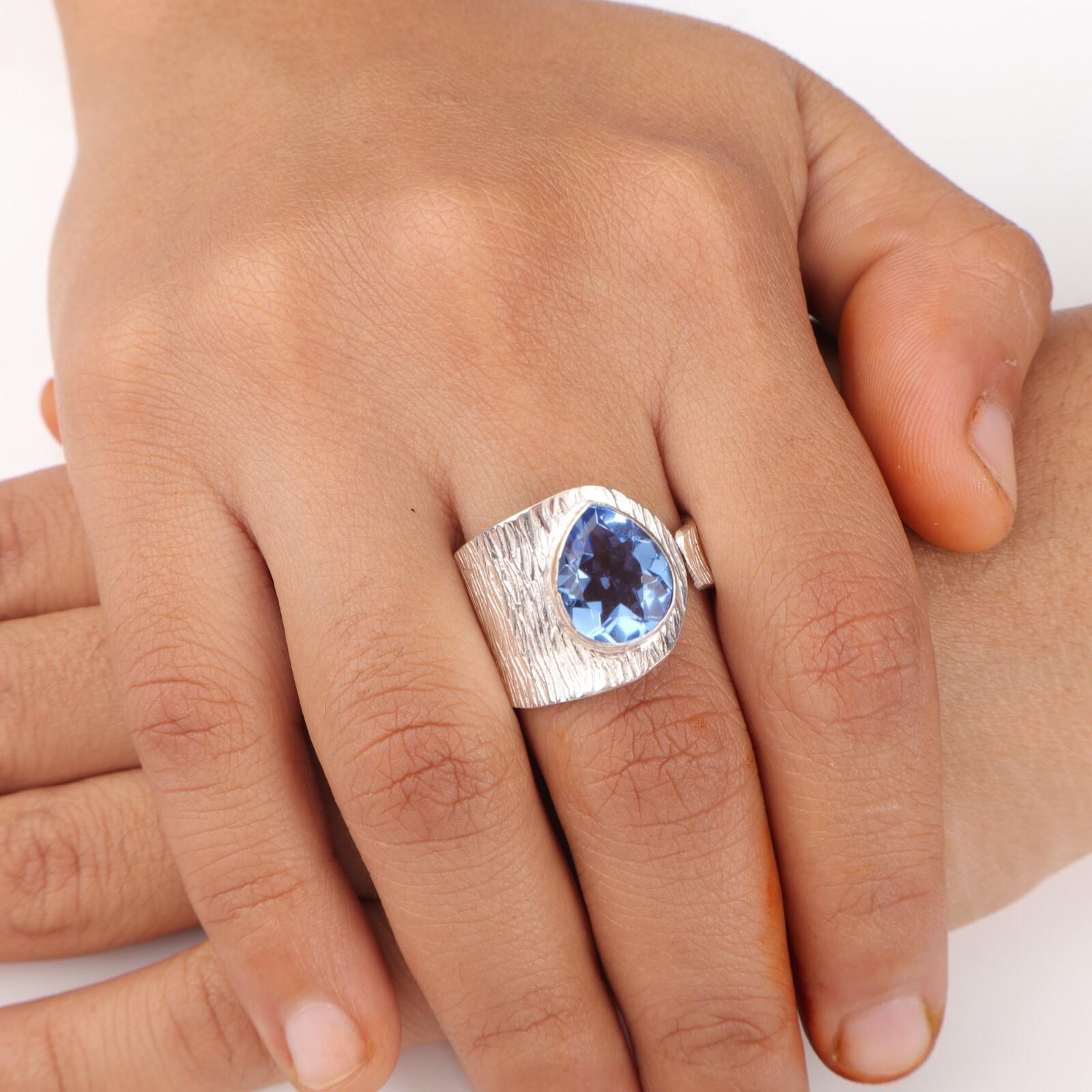 

Танзанит Драгоценный камень 925 Стерлинговое серебро Украшения ручной работы Женское помолвочное кольцо RR-63-6 10