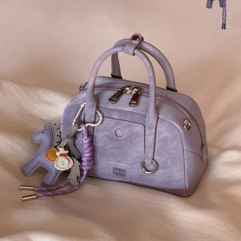 Purple Pillow Shape Crossbody Bag 2026 Small Boston Women Daily Use Synthetic Leather