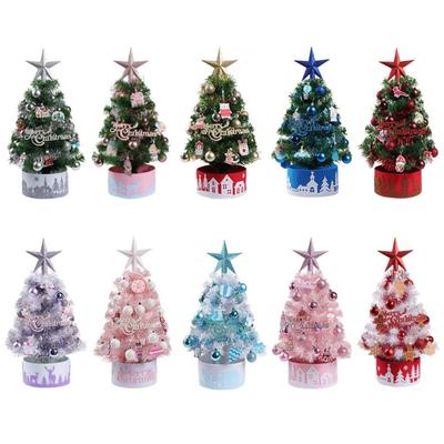 Tisch-Mini-Weihnachtsbaum Festliche LED-Lichter Schmuck Schnelle Montage Weihnachtsdekorationen mit Kugeln