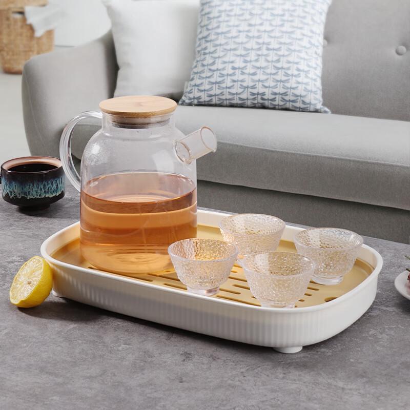 Baijie Large Rectangular Double-Layer Plastic Tea Tray