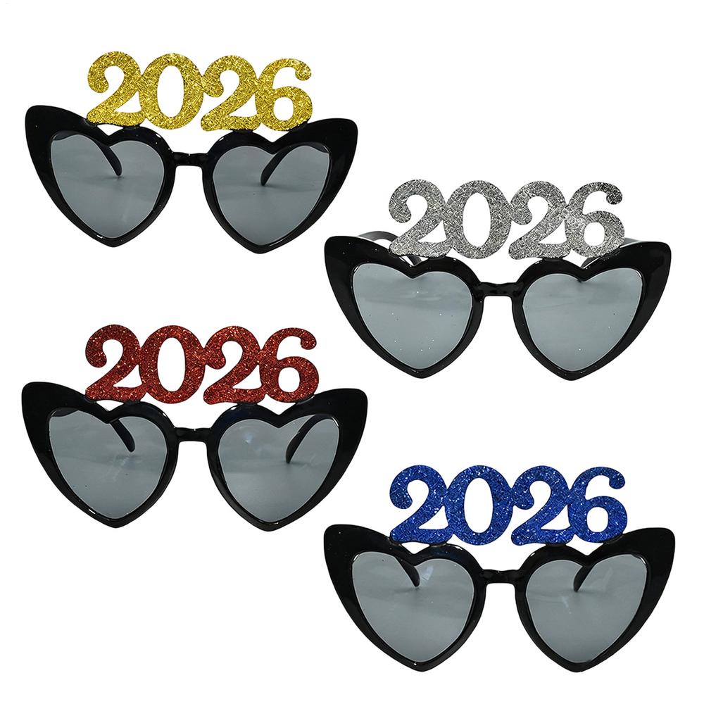 2026 Xmas Party Decoration Funny Glasses Number Eyeglasses 2026 Happy New Year Glasses Diamond Glitter Sunglasses Cosplay Prop