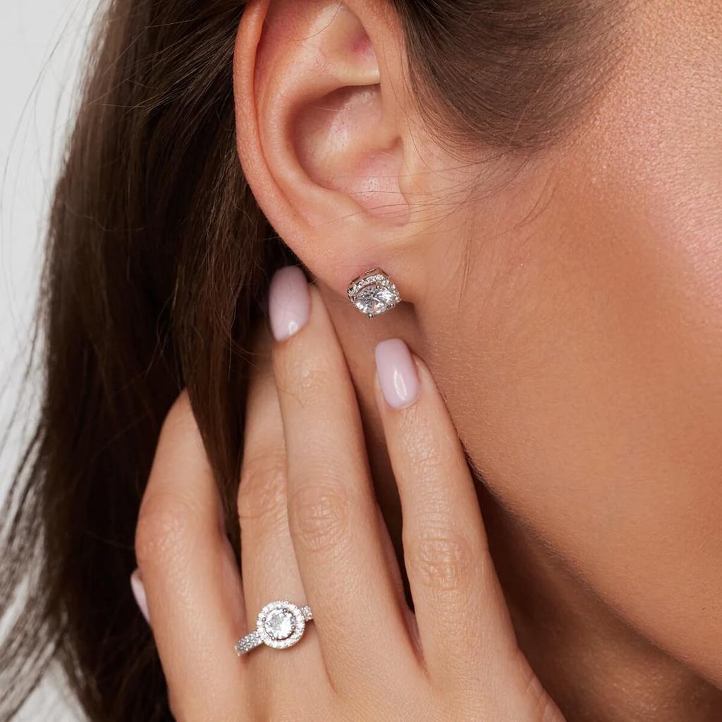 Silver Earrings with Large Cubic Zirconia