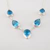 Schweizer Blautopas Edelstein Silber Halskette 925 Sterling Handgefertigter Schmuck Weihnachtsgeschenke RN-1-4
