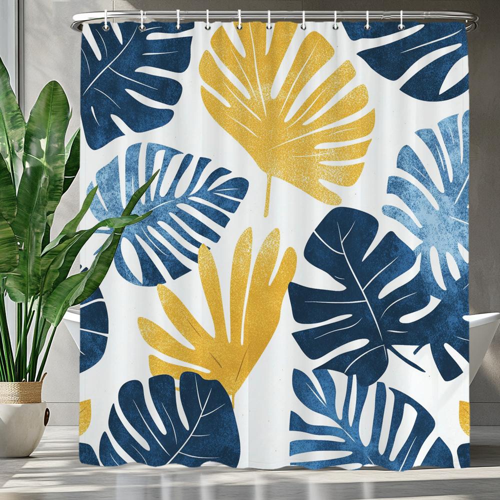 

Tropical Plants and Leaves Print Shower Curtain Bathroom Decoration Curtain,Hanging Curtain With Hooks Machine Washable 90x180cm-35x70in