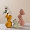 Ceramic Vase Geometric Twisted Stripes Abstract Flower Arrangement Accessories Flower Vase Home Decoration Accessories