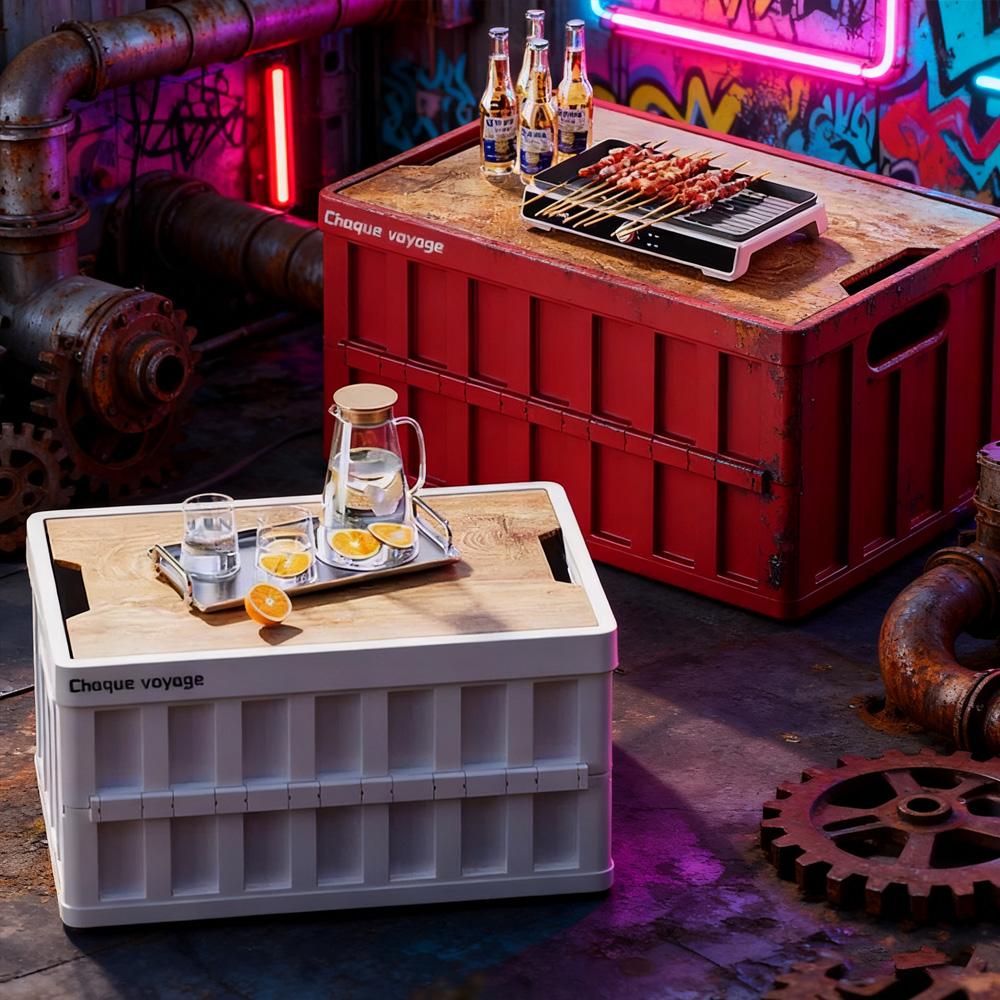 Space-Saving Collapsible Camping Storage Box, Sturdy Handles, Easy To Fold and Carry for Heavy Loads