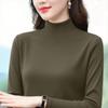 Women S Slim Fit Solid Color Half High Neck Long Sleeve T Shirt Plus Size
