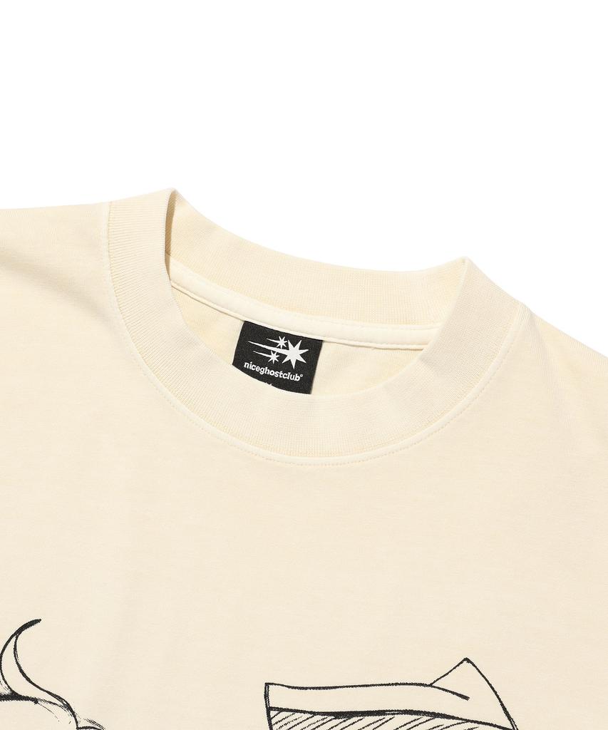 NICEGHOSTCLUB Ghost Angels Head Sketch Pigment Bigbig Tee_White(Ng2Fmft589A)