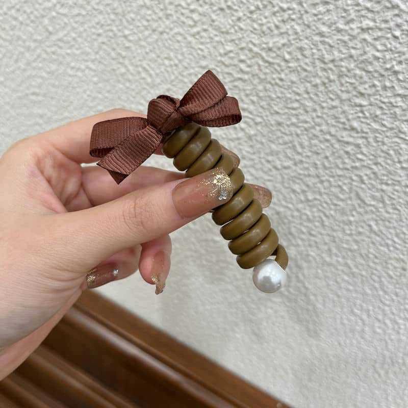 Elastische Telefondraht-Haargummis für Damen und Mädchen, einfarbige Haarbänder, Spiralspule, Gummiband, Pferdeschwanz, Kopfseil, Haar-Accessoires