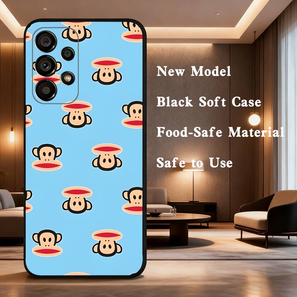Monkey Funny P-Paul F-Frank Case For Samsung Galaxy A73,72,41,J7,22,Note,31,8,9,52,71,53,32,Soft Black Silicone Cover