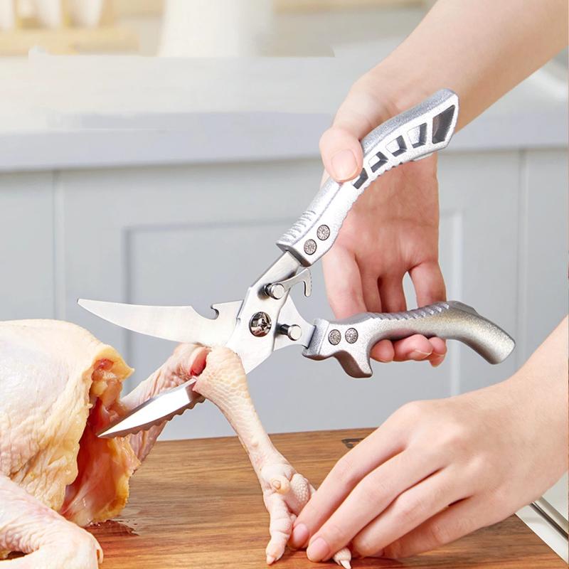 Professional Stainless Steel Kitchen Scissors For Chicken Vegetables Meat Poultry Fish With Safety Lock