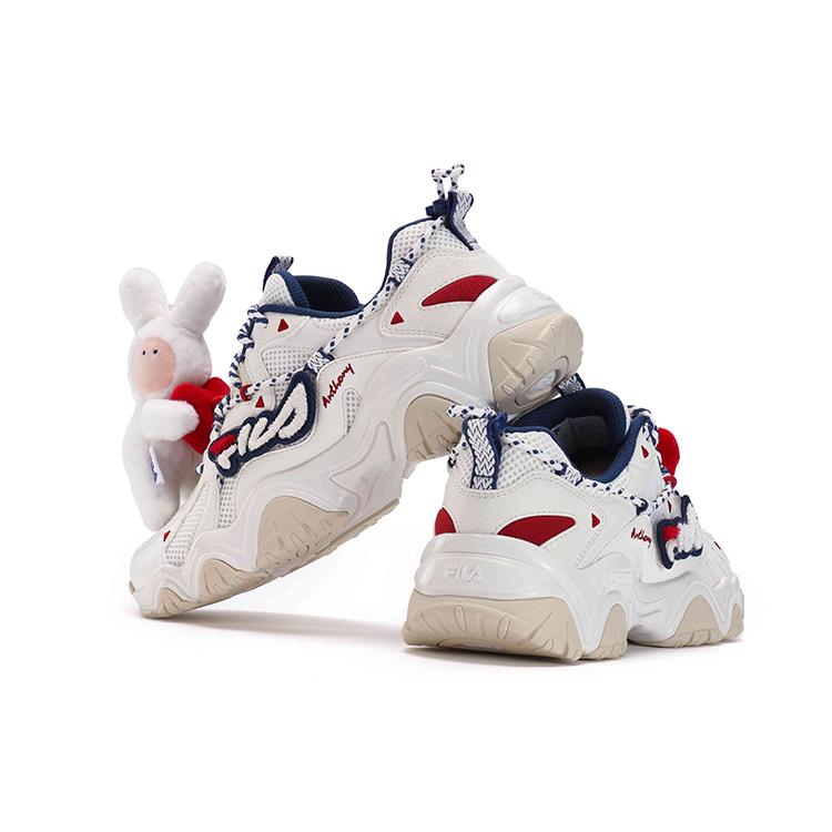 ANDONGNIBUERTU x FILA Collaboration Edition, Cat Paw Shoes Low top Chunky Sneakers Women's Red White Gift Box Set F12W332122FSB