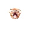 Russian Purple Gold Smoke-Colored Gemstone Egg Surface Pattern Ring Plated Rose Gold Hollow Ring Color Gold Set