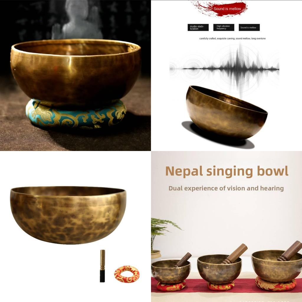 Large Copper Buddha Sound Bowl For Meditation And Religious Rituals With Handcrafted Art
