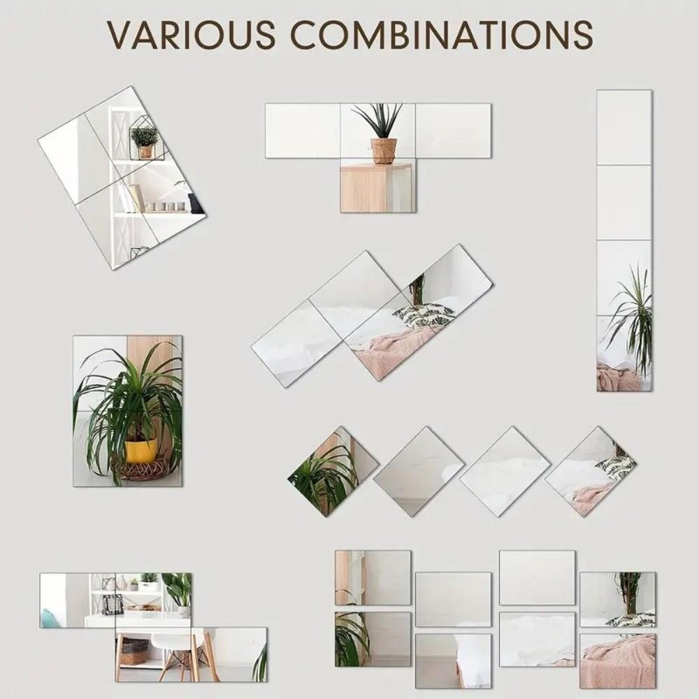 10 pcs Acrylic Self-Adhesive Mirror DIY Wall Stickers Easy Install Flexible Mirror Bathroom