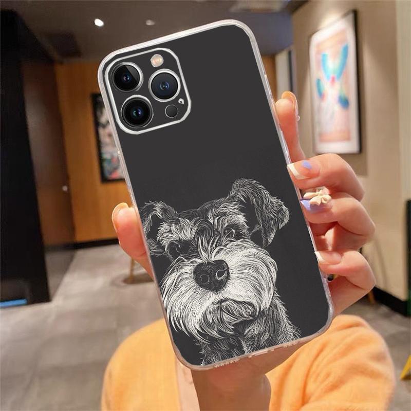 Phone Case For Iphone 17 Pro Max Air 16 15 14 13 Pro Max 15 16 Pro 15Plus Schnauzer Puppy Dog Art
