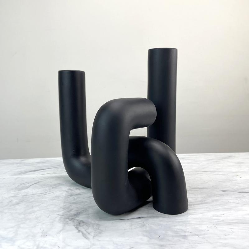 Light Luxury Electroplated Elbow Ornaments Vase Creative Twisted Flower Utensils Model Room Living Room Coffee Table TV Cabinet Decoration Furnishings