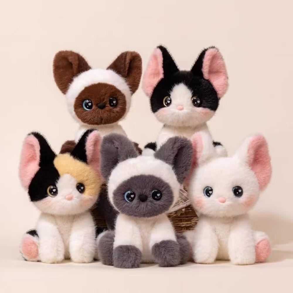 Cute Sitting Siamese Cat Plush Kitten Doll Cat Plush Doll Boys Girls Stuffed Devon Rex  Kids Toy