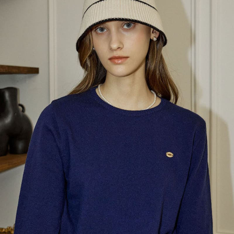 NONLOCAL Line Point Knit Bonnet Hat - Light Beige