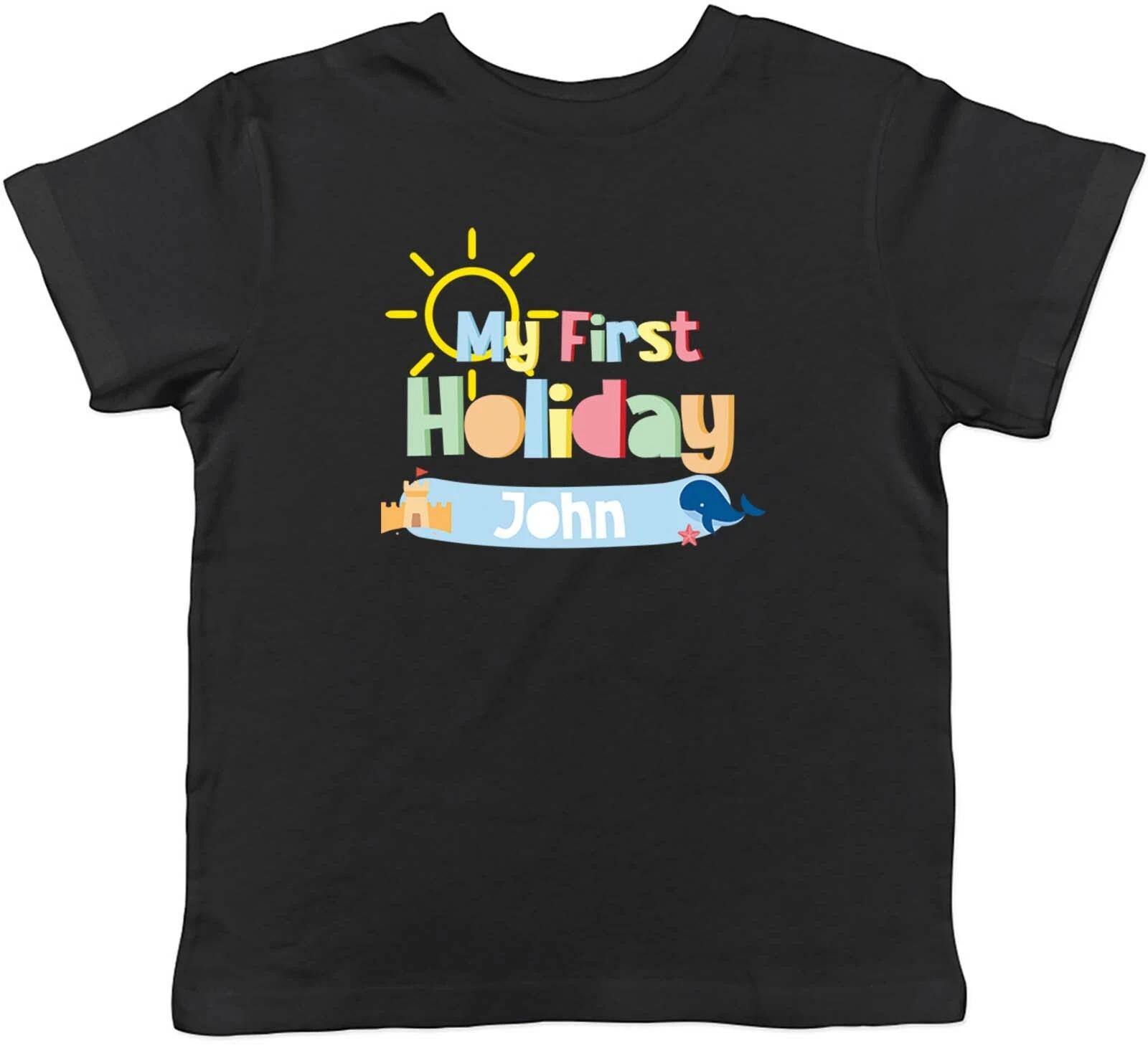 Personalised My First Holiday Youth Summer Children Kids T-Shirt Boys Girls Gift 100