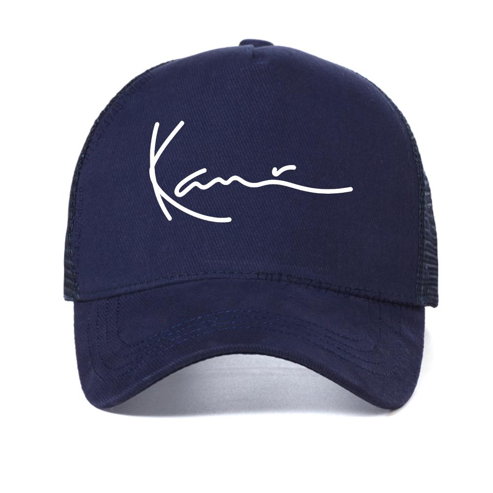

Kame Printed Summer mesh Breathable baseball cap outdoor casual adjustable sun caps fashion unisex Hip Hop cool trucker hat Adjustable темно-синього кольору