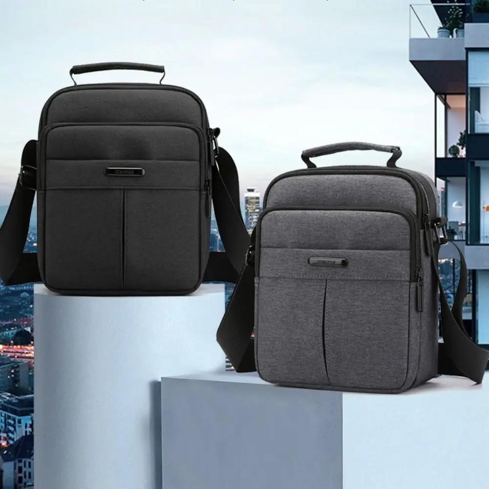 Casual Oxford Cloth Men's Crossbody Bag Multi-layer Large Capacity Business Shoulder Bag Waterproof Zipper Messenger Bag