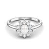 0,45 Karat Ovaler Perlen 925 Sterling Silber Solitär Halo Verlobungsring für Damen