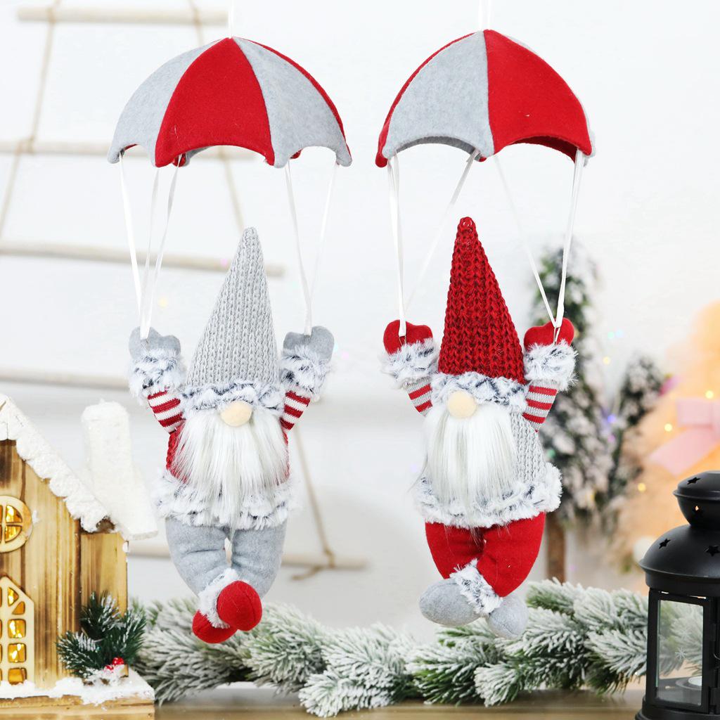 Christmas Scene Decorations Christmas Faceless Skydiving Old Man Parachute Christmas Window Hanging Decorative Gifts