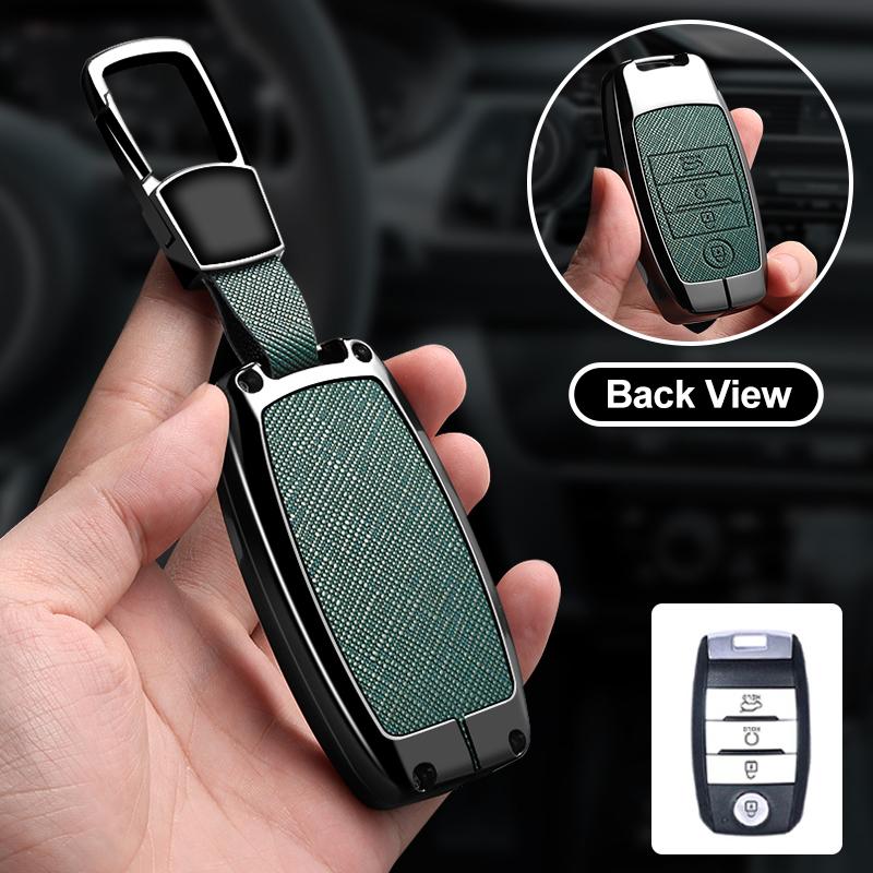 3/4 Button Zinc Alloy Leather Car Key Case For Kia Kx3 Kx5 K3S Rio Ceed Cerato Optima Sorento Niro Soul Key Fob Car Key Case