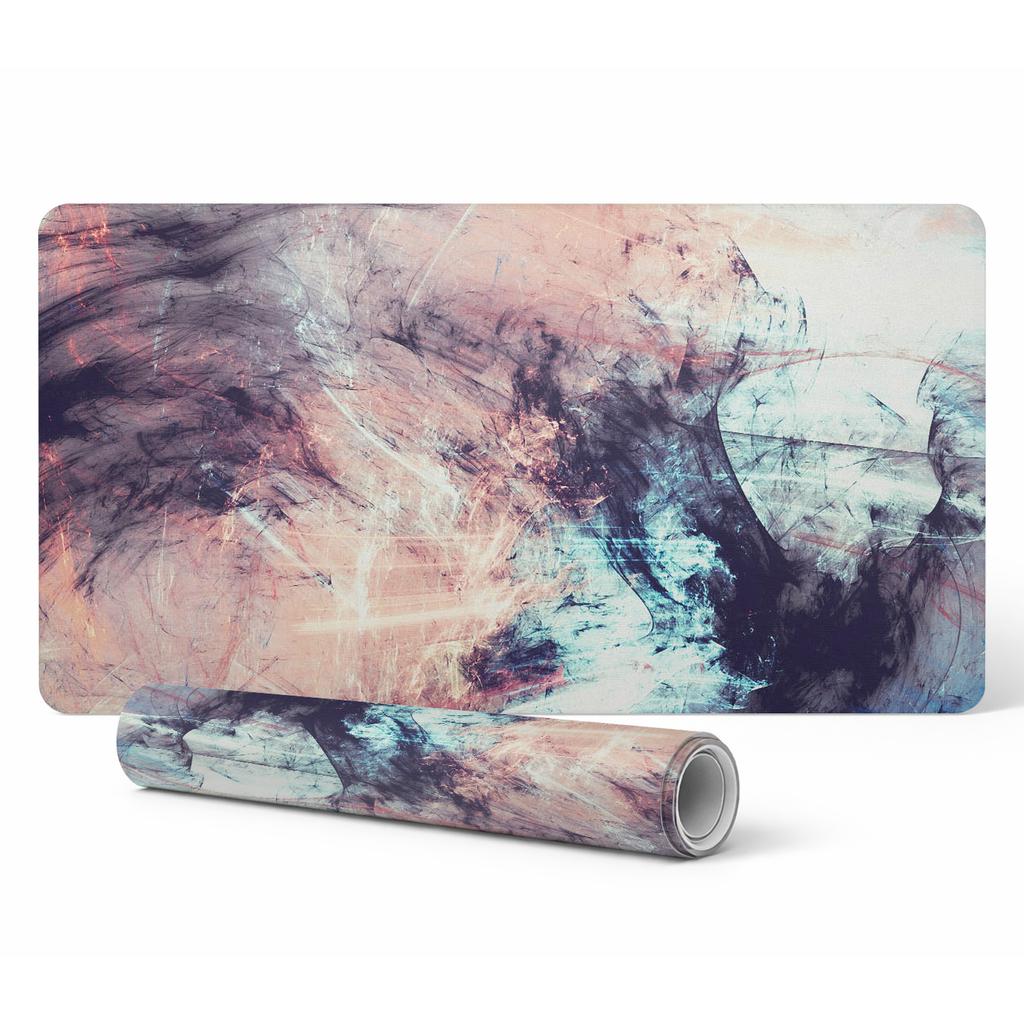Modern Vinyl Desk Mat for Keyboard Abstract Brush Chaos 120X60 Cm