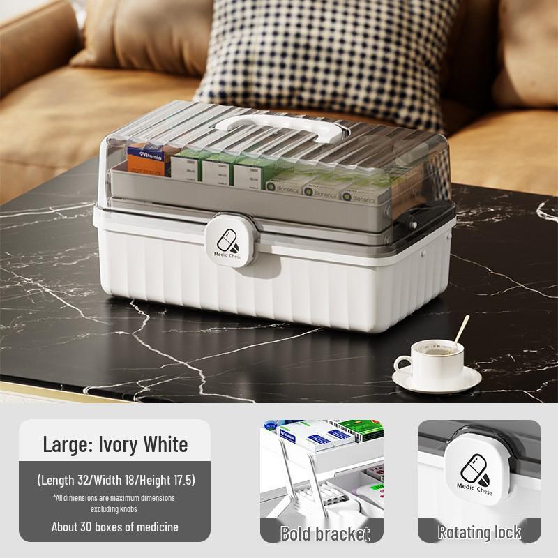 Multi-Layer Portable Medicine Box - Large Capacity First Aid & Epidemic Prevention Storage