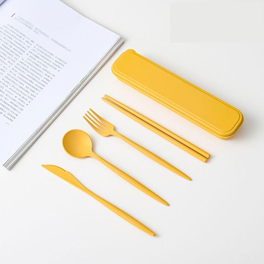 Eco-Friendly Wheat Straw Dinnerware Set Wheat straw Utensil Box New Tableware travel set  Travel
